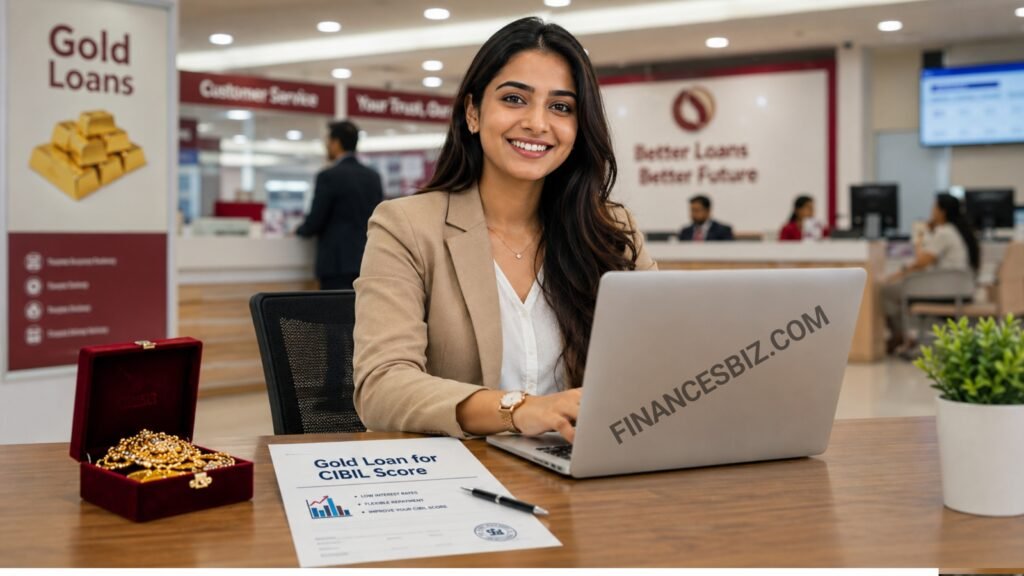 Beautiful Indian woman with gold loan document for CIBIL score improvement